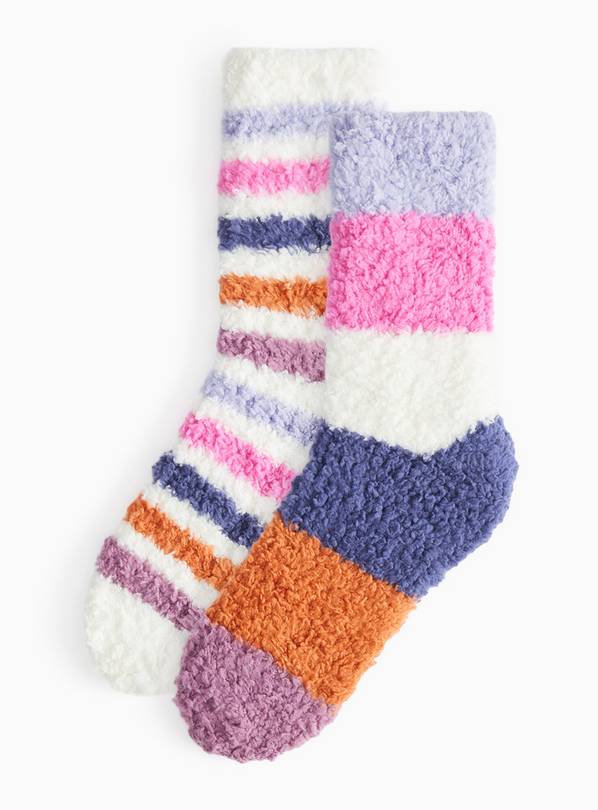 Bright Super Fluffy Cosy Ankle Socks 2 Pack 4-8